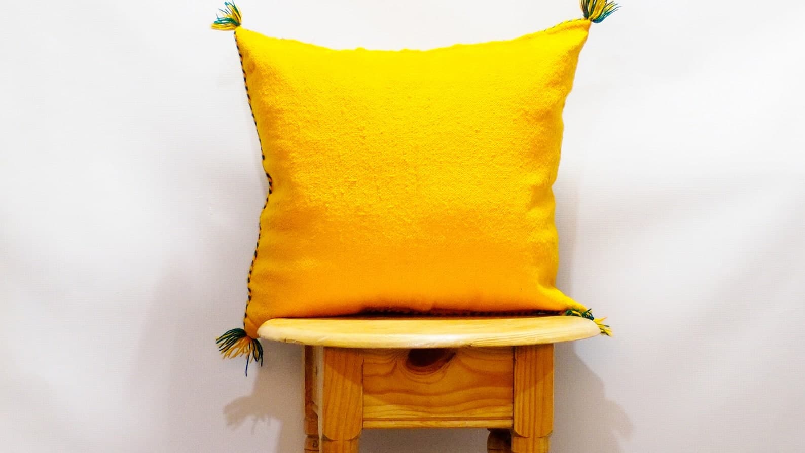 Yellow Handira Pillow Cover with Sequins & Metal Discs — view 4