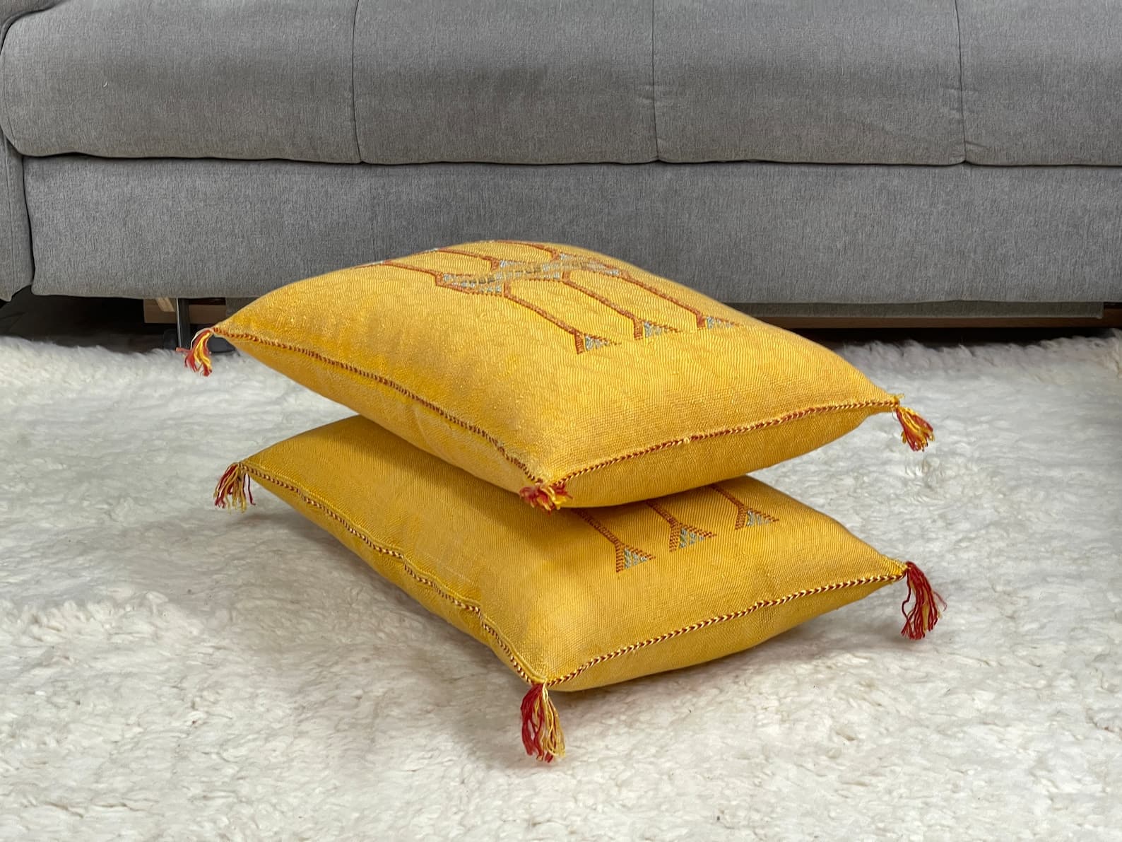 Hand-Woven Sabra Silk Pillow from Tiznit