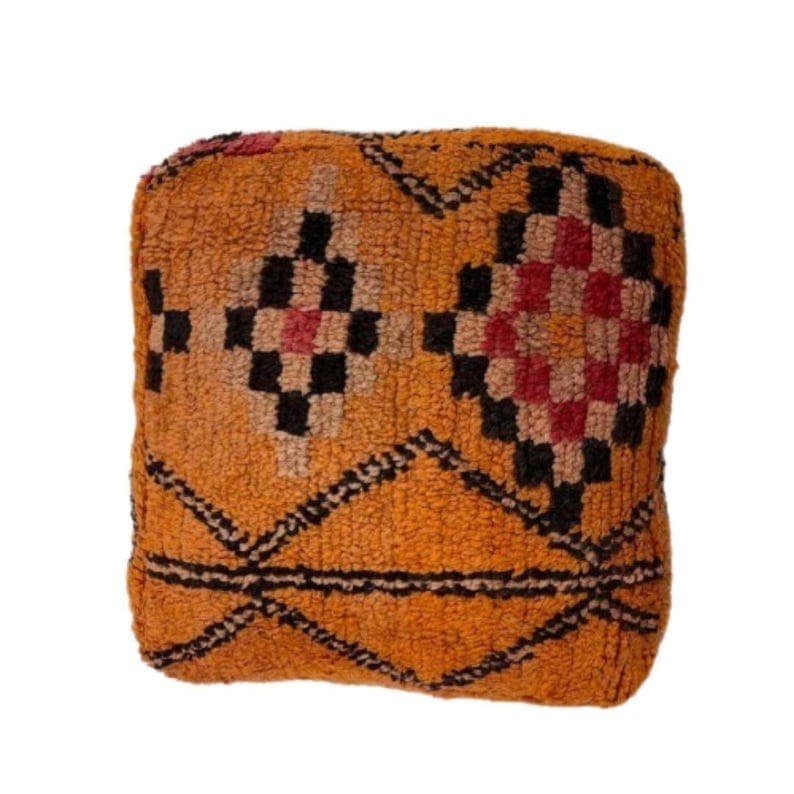 Vintage Moroccan Kilim Pouf – Handwoven Wool Floor Cushion
