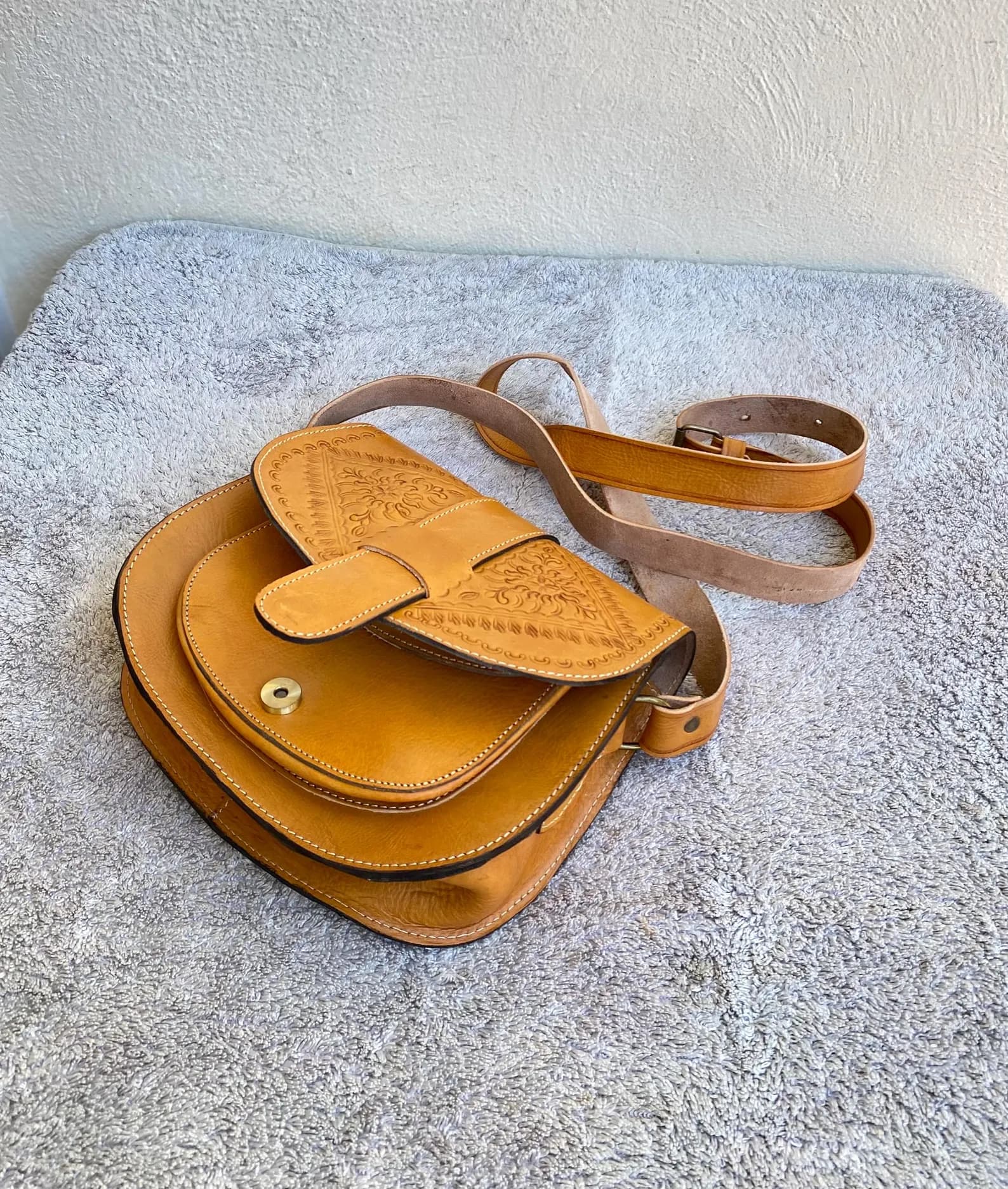 Vegetable-Tanned Leather Shoulder Bag from Marrakech