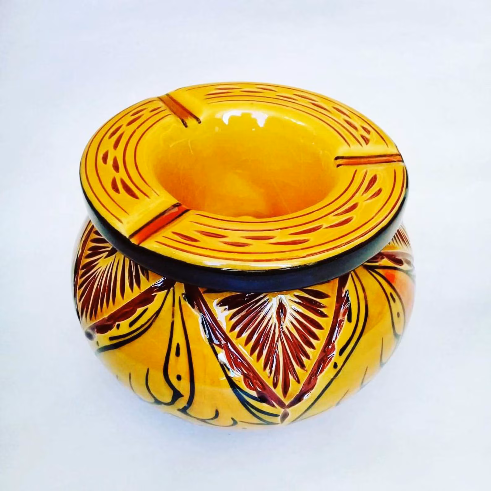 Hand-Carved Ceramic Ashtray from Safi