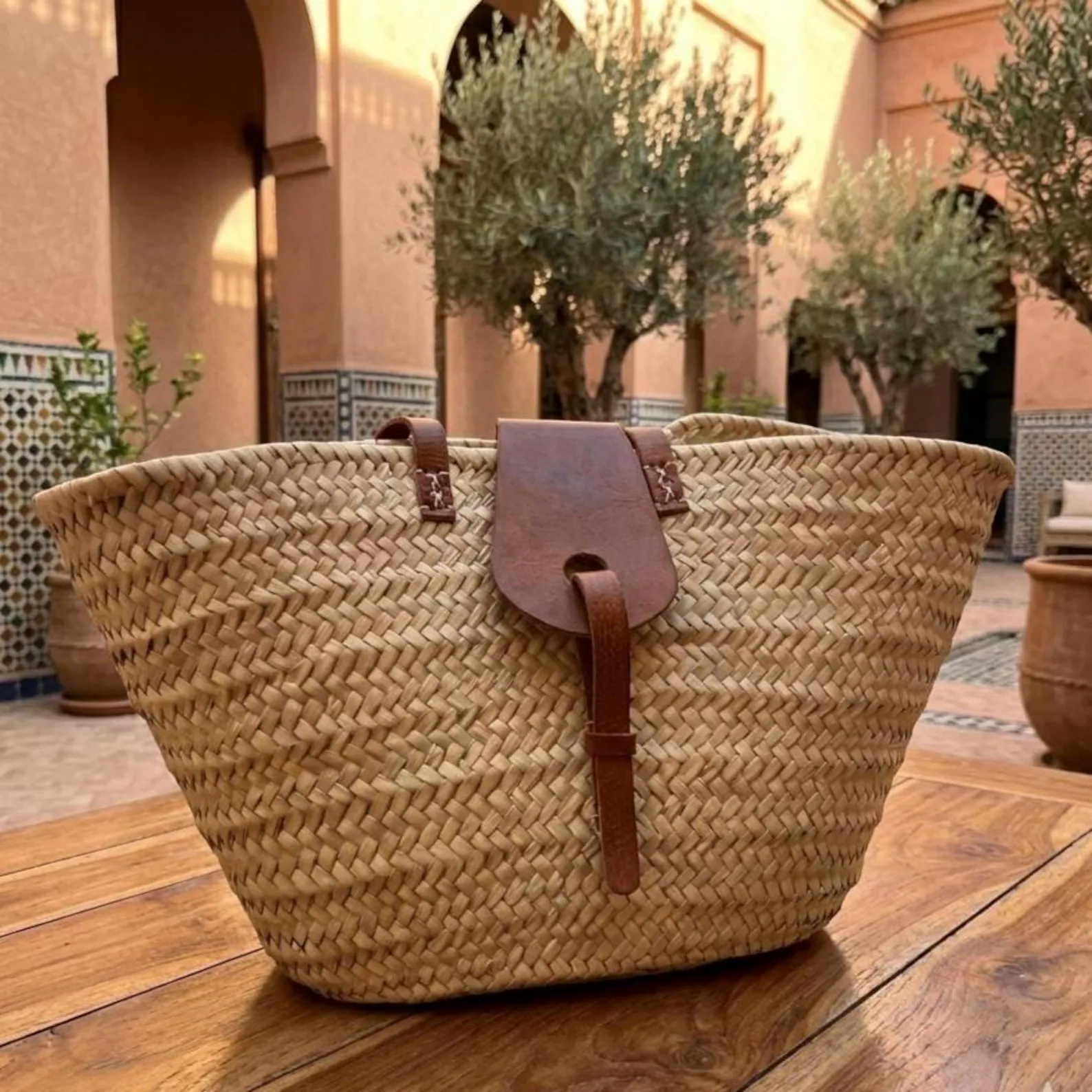Handwoven Raffia Market Basket from Essaouira