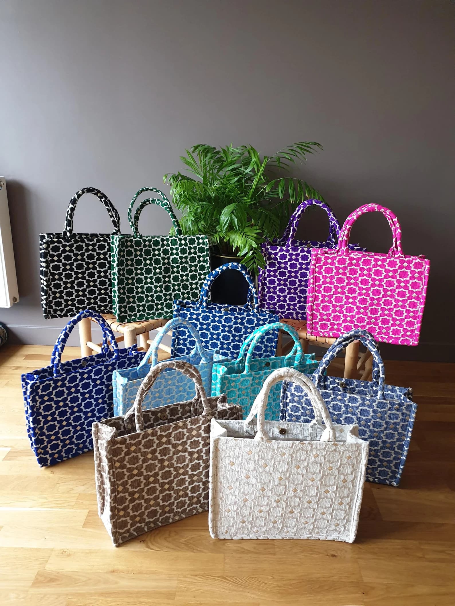 Brocade Velvet Tote with Gold Embroidery from Agadir