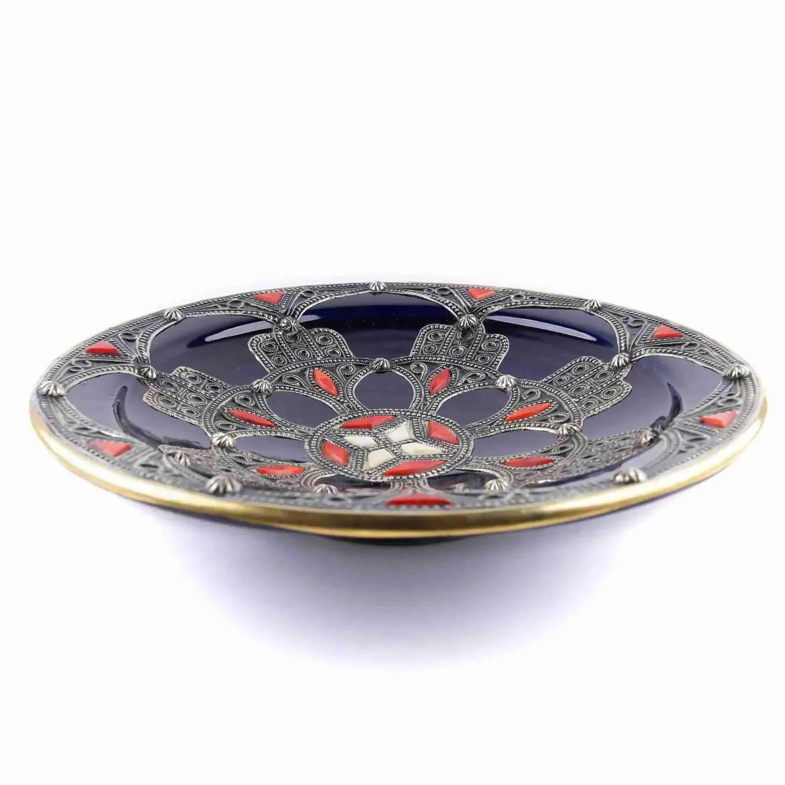 Hand-Hammered Copper & Ceramic Essaouira Serving Dish