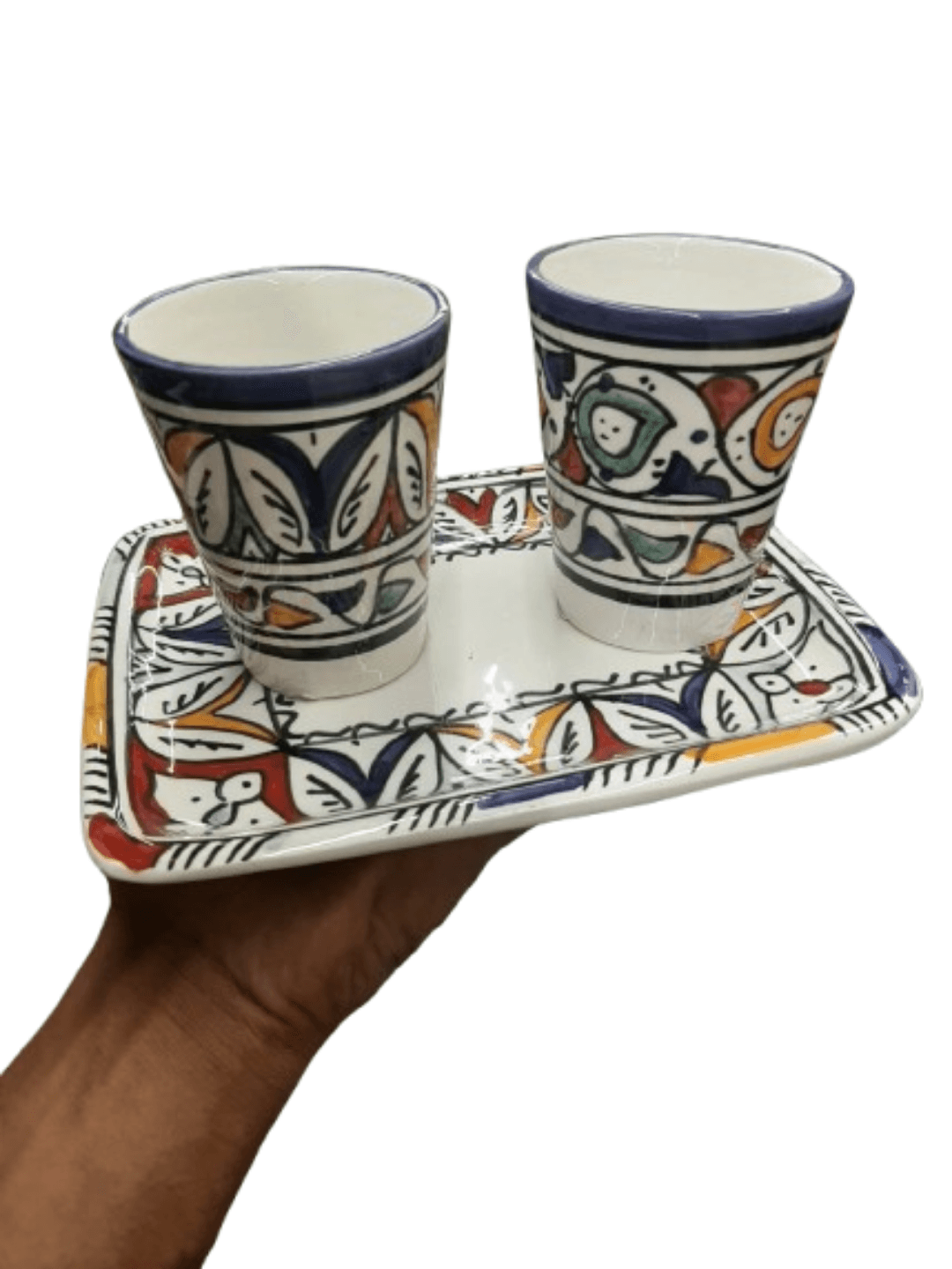 Hand-Painted Ceramic Espresso Set — Marrakech Botanical