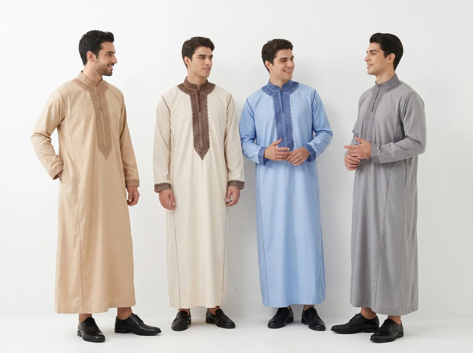 Hand-Embroidered Cotton Djellaba from Salé