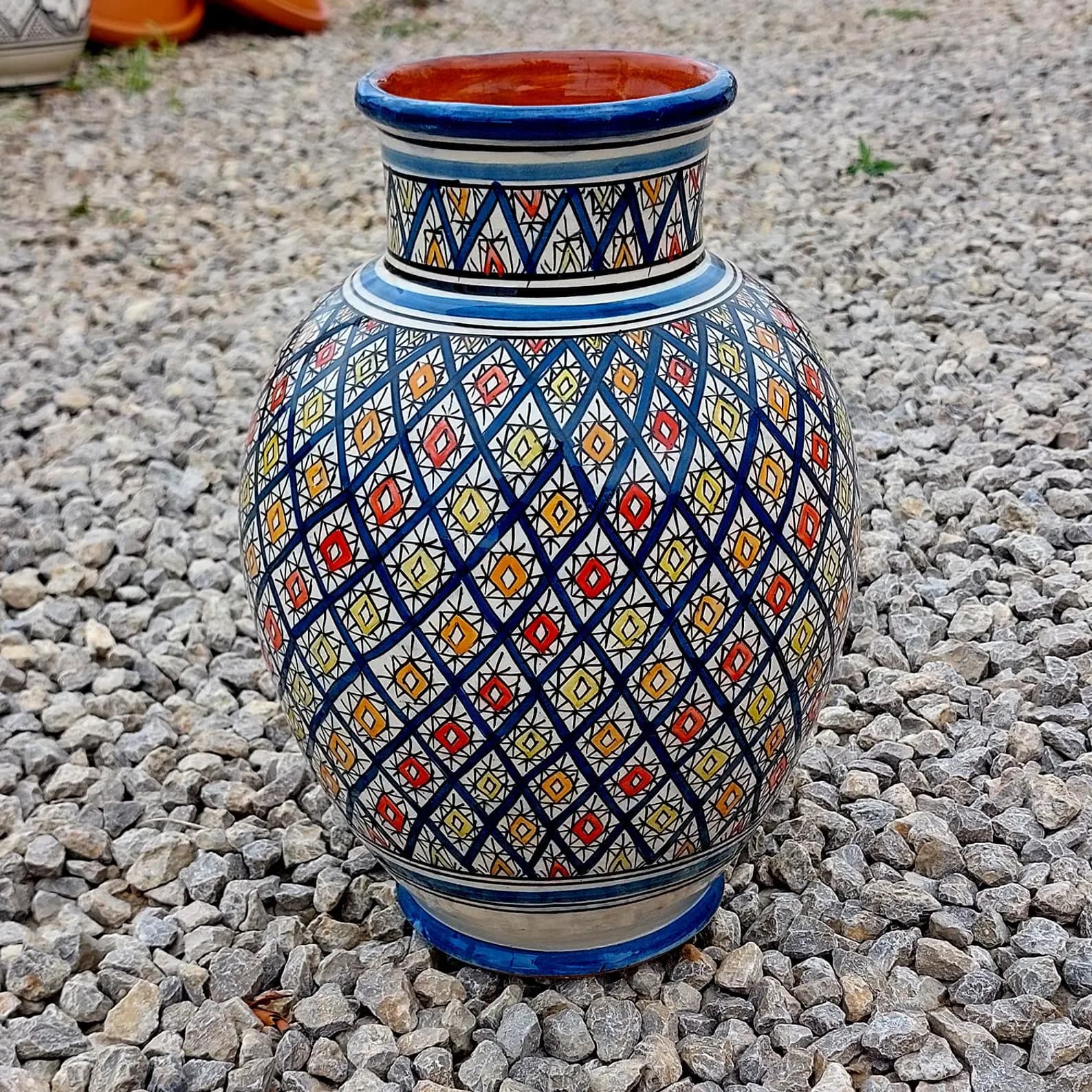 Fès Geometric Pottery Vase by maalem Najem