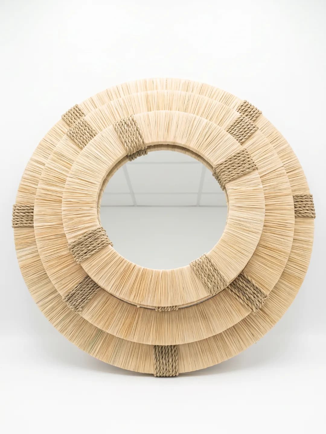 Raffia-Wrapped Moorish Arch Mirror Set — Marrakech