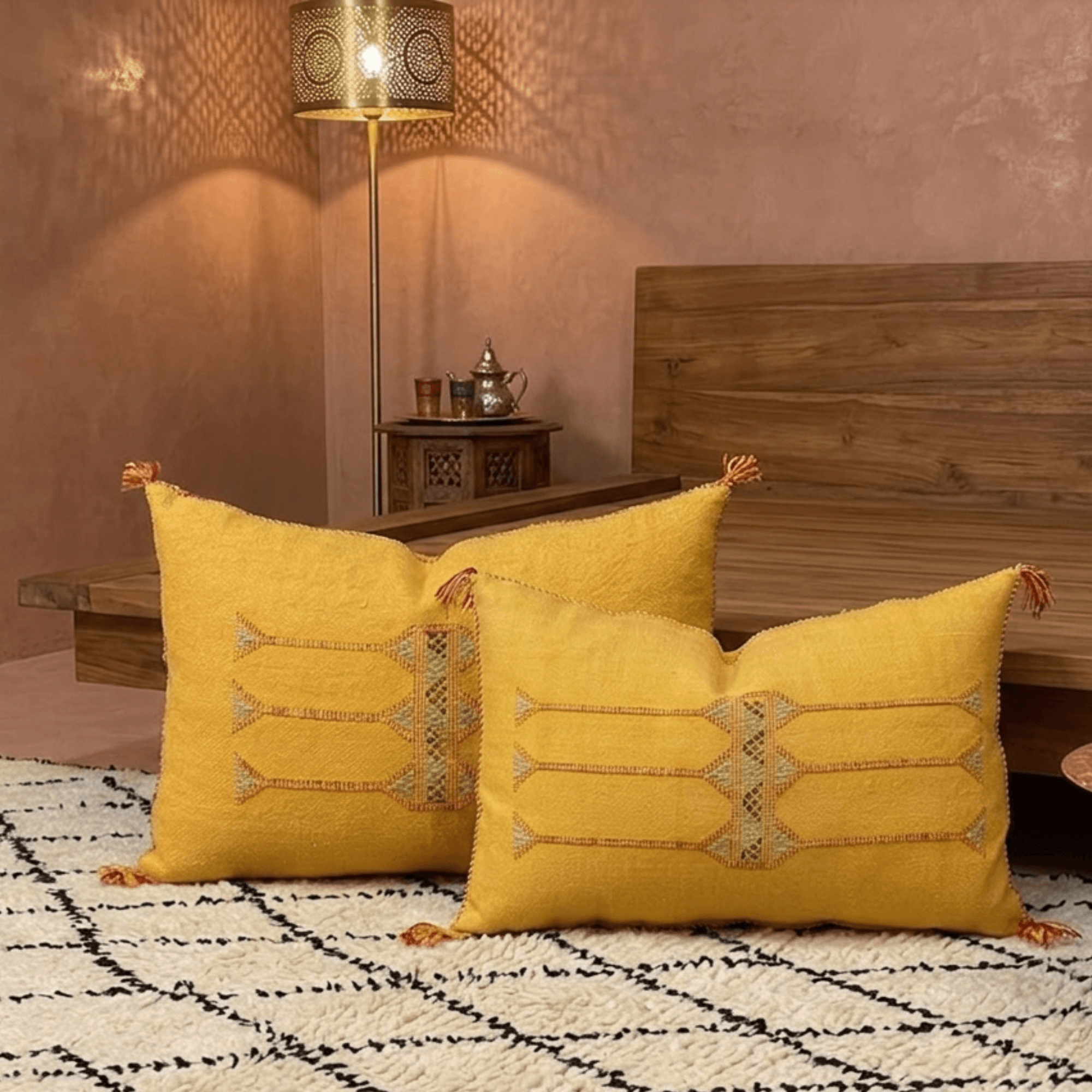 Hand-Woven Sabra Silk Pillow from Tiznit