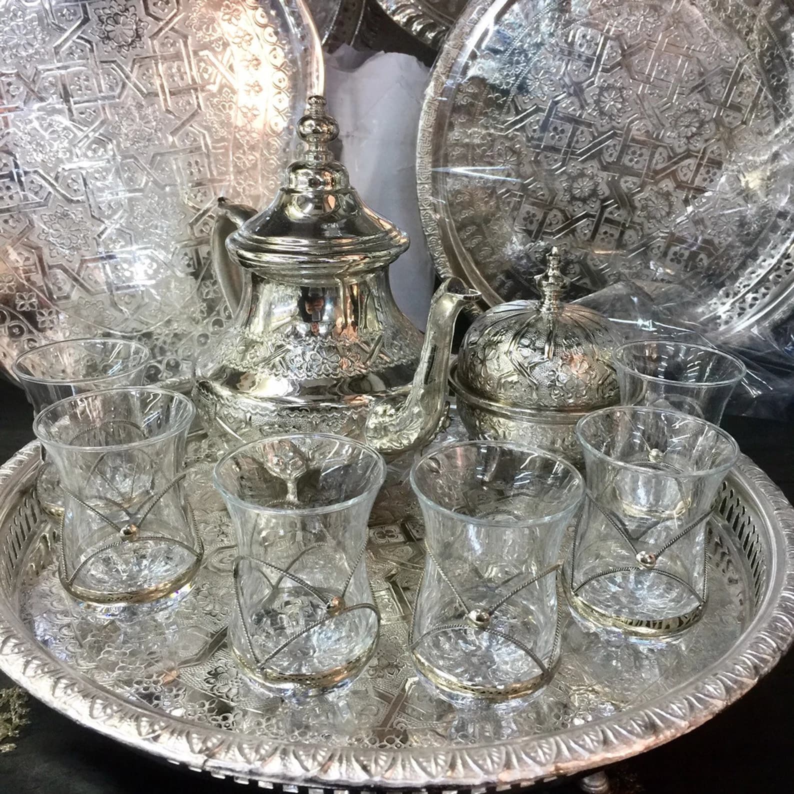 Marrakech Silver Filigree Tea Service for Six