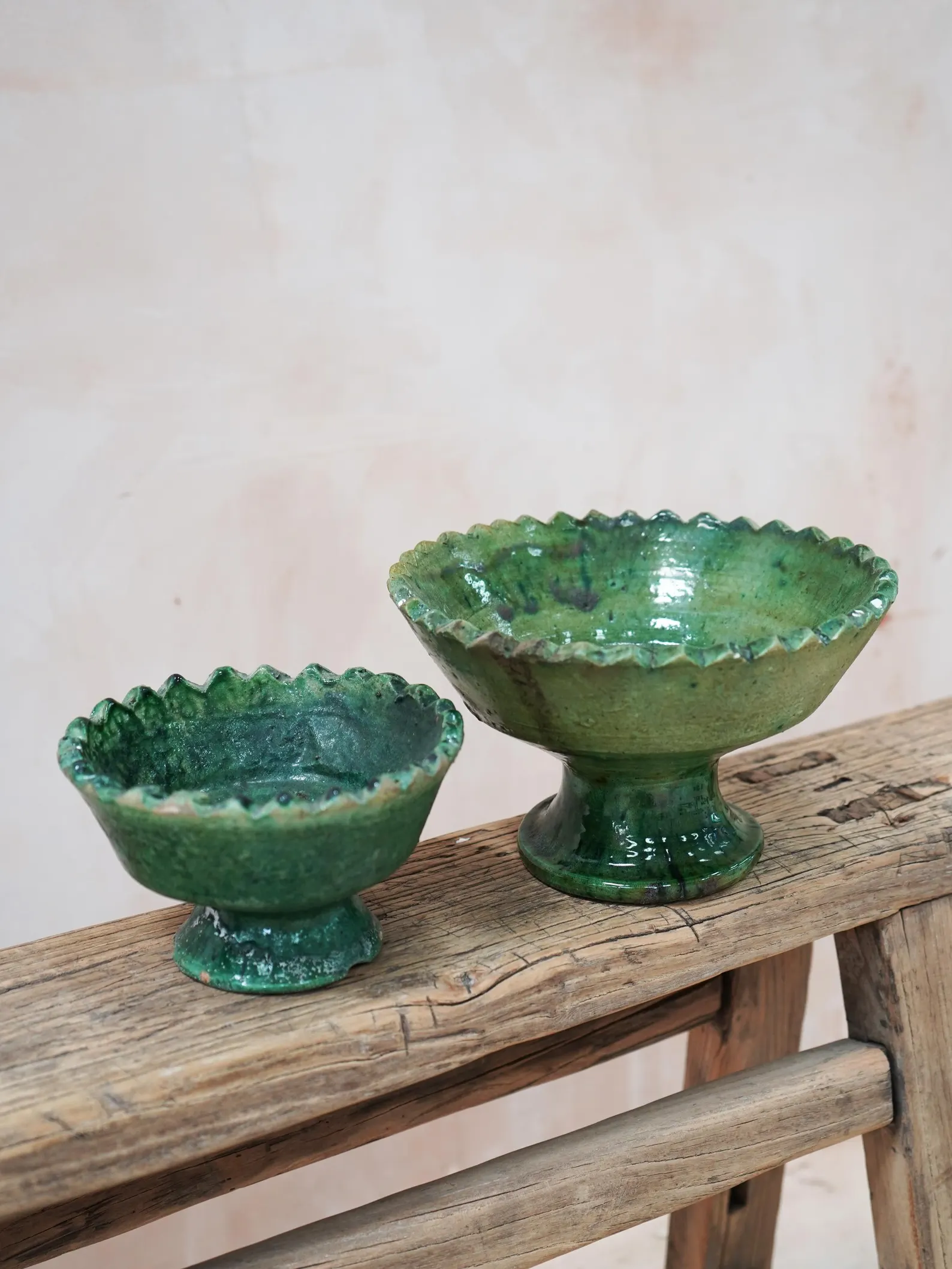 Tamegroute Emerald Pedestal Bowls - Seconds Sale