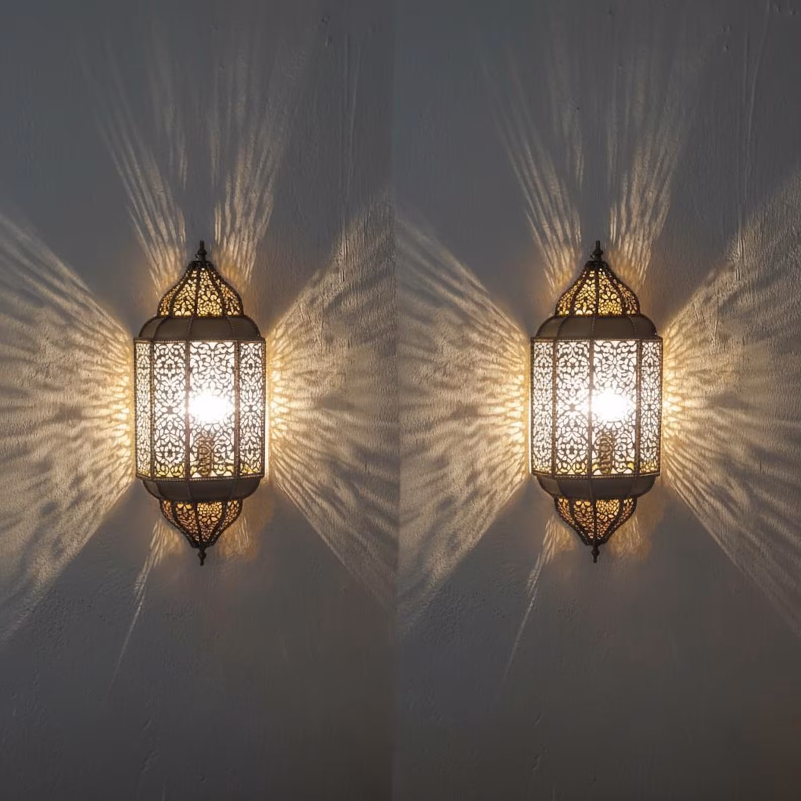 Engraved Brass Wall Sconces from Marrakech