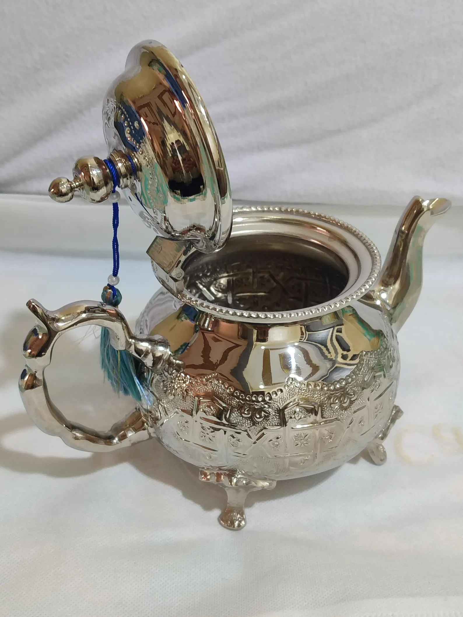 Hand-Engraved Silver Teapot from Fès
