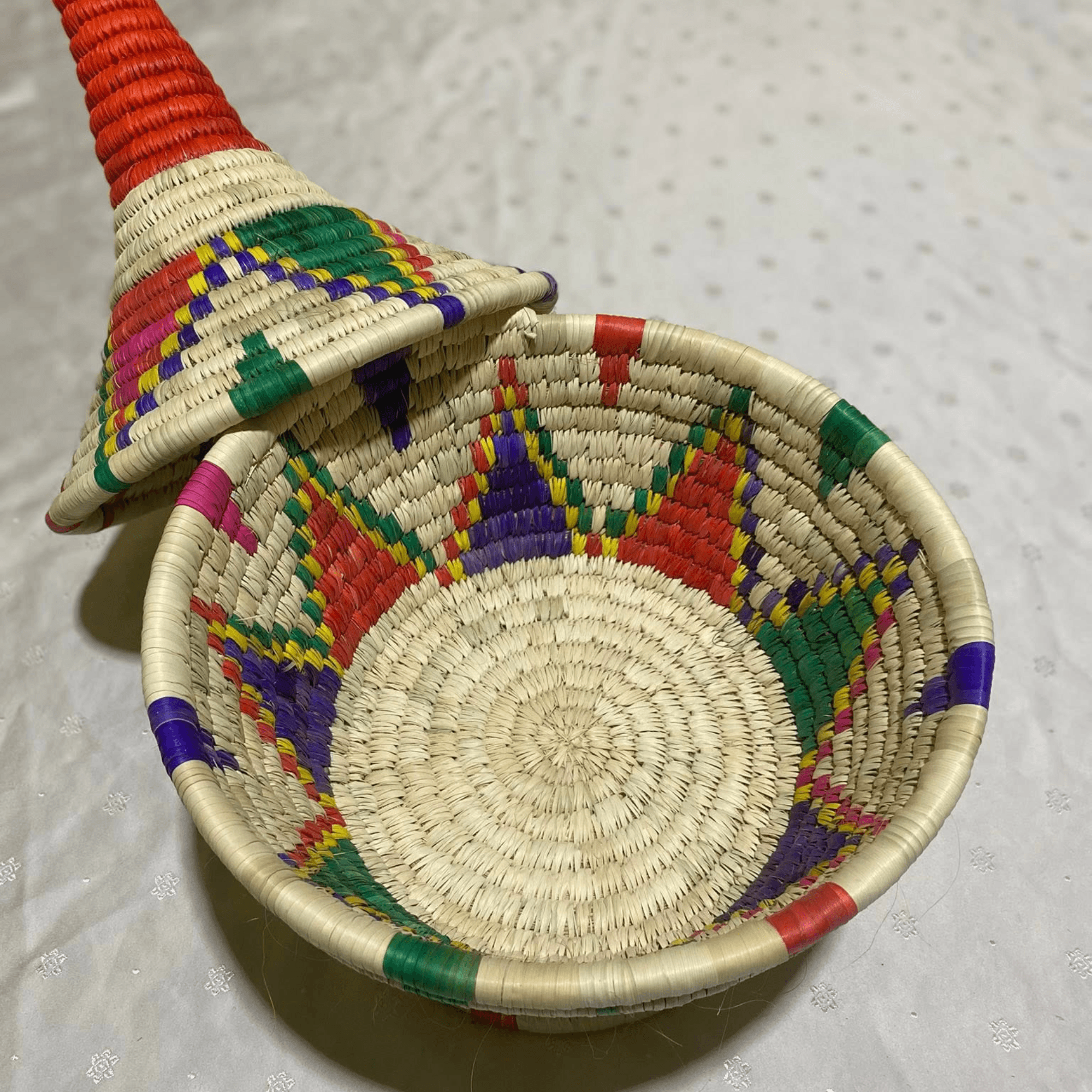 Vintage-Inspired Woven Wicker Basket Pair – Moroccan Craftsmanship