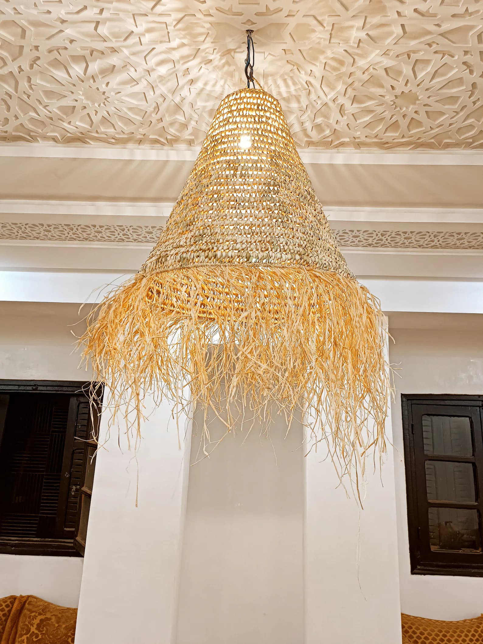 Marrakech Hand-Woven Raffia Palm Lampshade